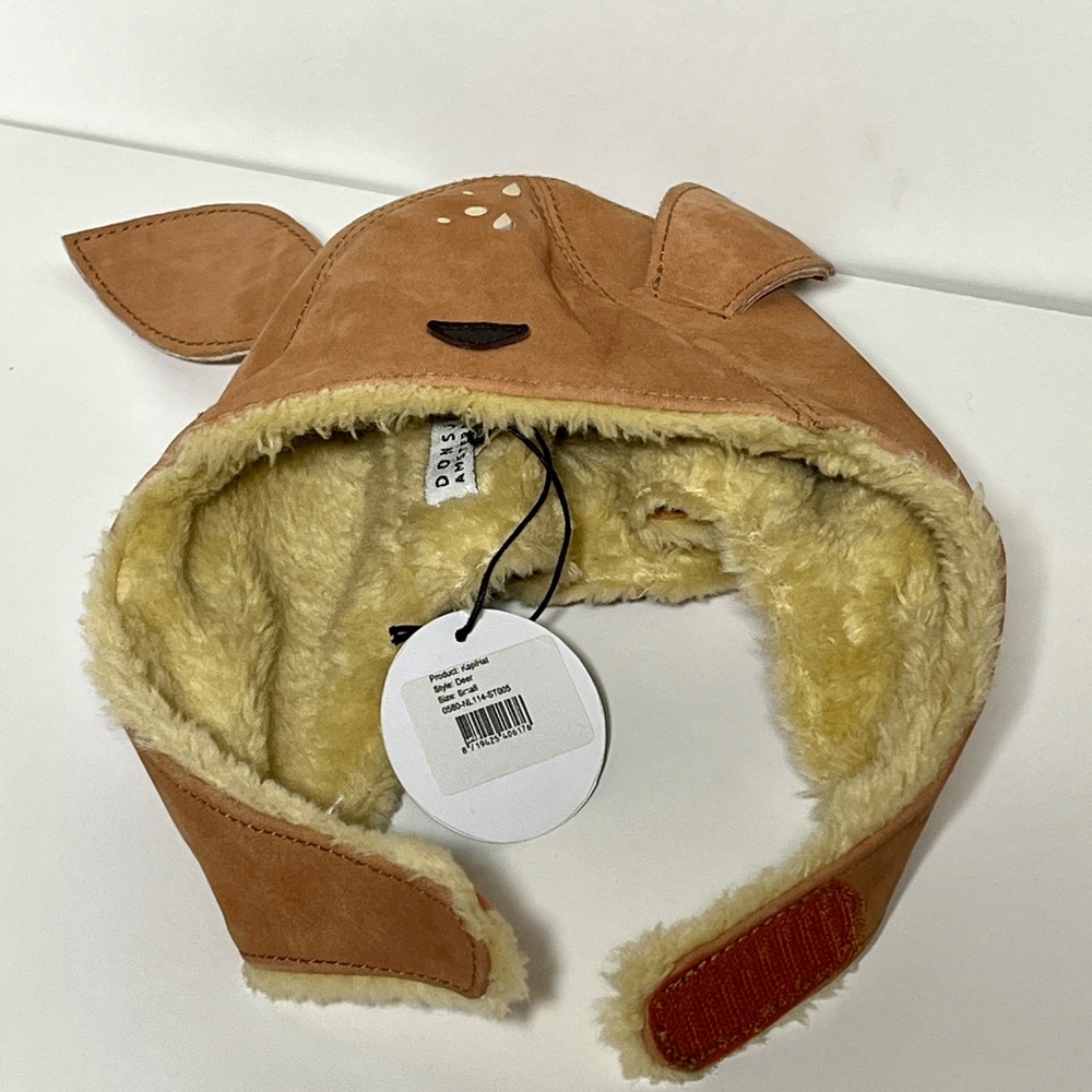 NWT Anthropologie Donsje Kids KAPI Winter Leather Hat Size SMALL Deer 3 6 9 12 m - Picture 11 of 14